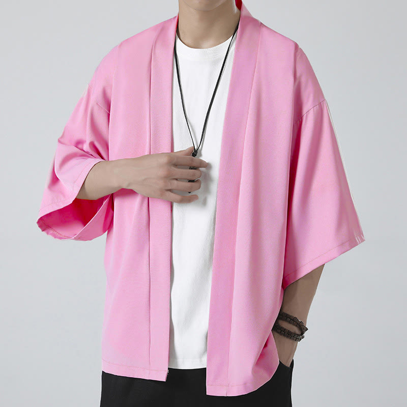 Buddha Stones無地オープンフロントジャケット メンズ着物 - ピンク（ジャケットのみ） - US/UK/AU46、 EU56 (5XL) - image 17