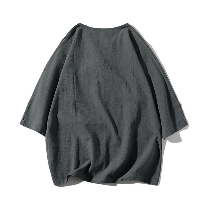 Buddha Stones2枚組 無地ノッチカラーTシャツ ワイドレッグショーツ ポケット付き メンズ瞑想服セット - image 2