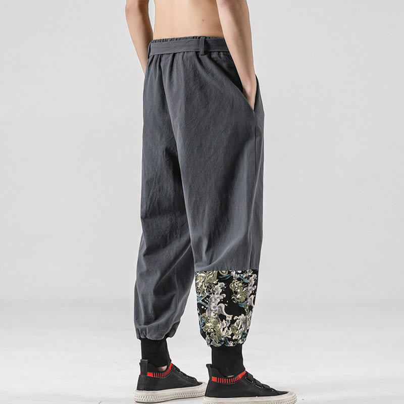 Buddha Stonesと海の波模様のレースアップメンズハーレムパンツ（ポケット付き） - image 24