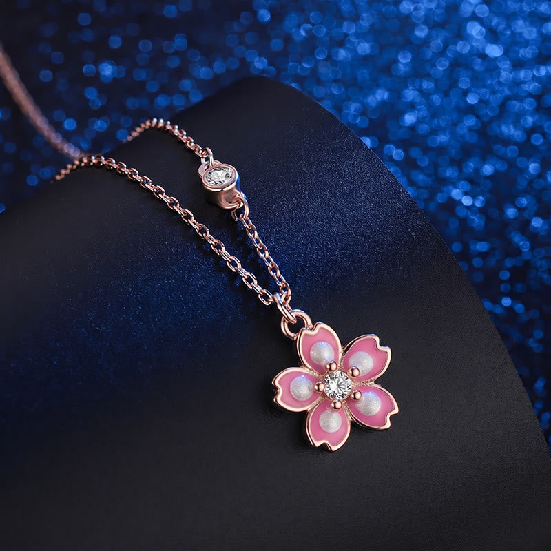 Buddha Stones925スターリングシルバー 桜の花 回転式保護ネックレスペンダント - image 1