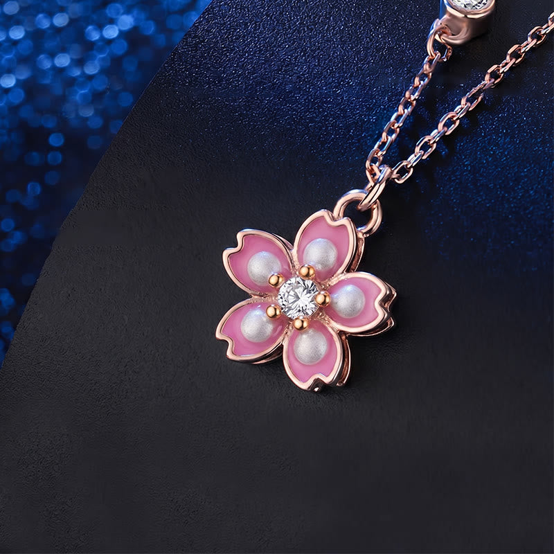 Buddha Stones925スターリングシルバー 桜の花 回転式保護ネックレスペンダント - image 3