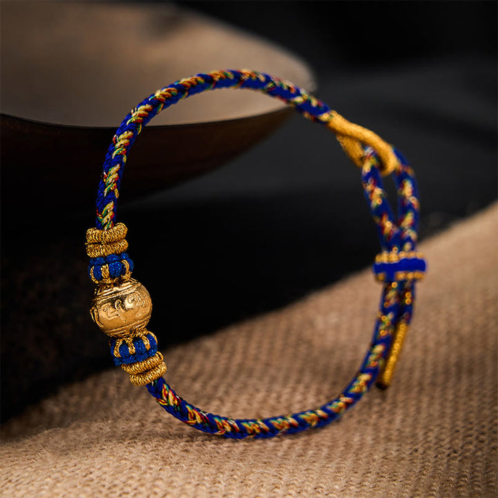 Buddha Stones 手織りストリングオーム・マニ・パドメ・フム平和ブレスレット - image 3