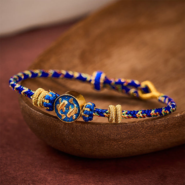 Buddha Stones 手織り糸 ダブルゴールデン鯉強度ロープブレスレット - image 3
