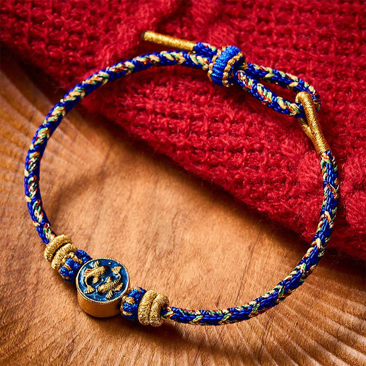 Buddha Stones 手織り糸 ダブルゴールデン鯉強度ロープブレスレット - image 1