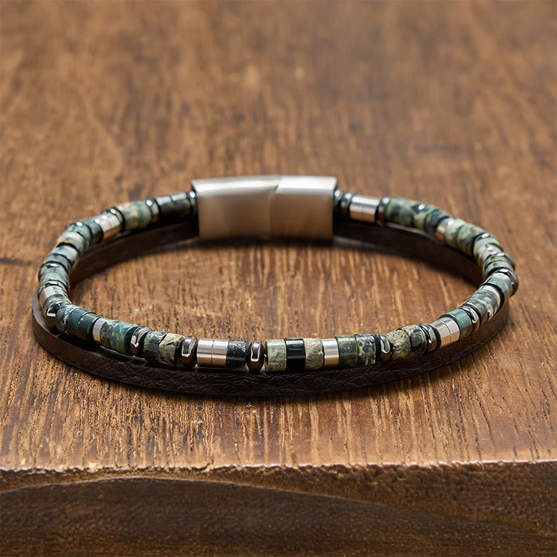 Buddha Stones ラピスラズリ・トゥルース ダブルラップレザーブレスレット - アマゾナイト（手首周り：19～20cm） - image 8
