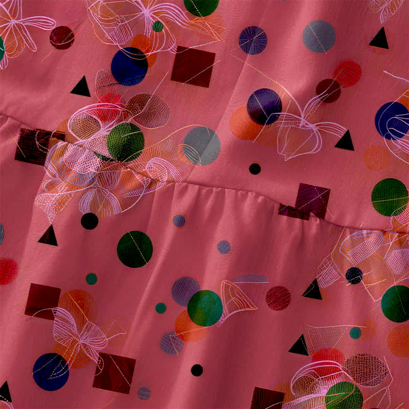 Buddha Stones 夏らしいカジュアルで遊び心のある幾何学模様のドット柄、ポケット付きのレディースサマーノースリーブミディドレス - image 1