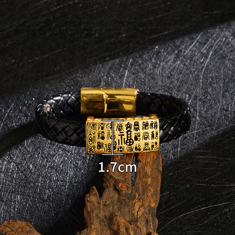 Buddha Stones 編み込みレザーの貔貅（ひきゅうふ）文字入り開運財運ブレスレット - image 14