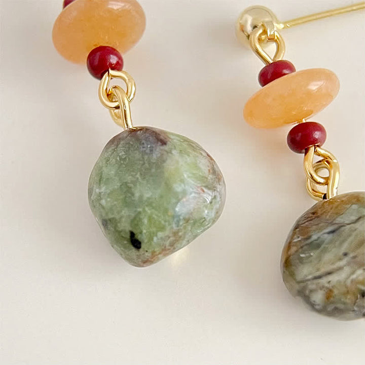 Buddha Stones ウナカイトカルセドニーバランスティアドロップイヤリング - image 3