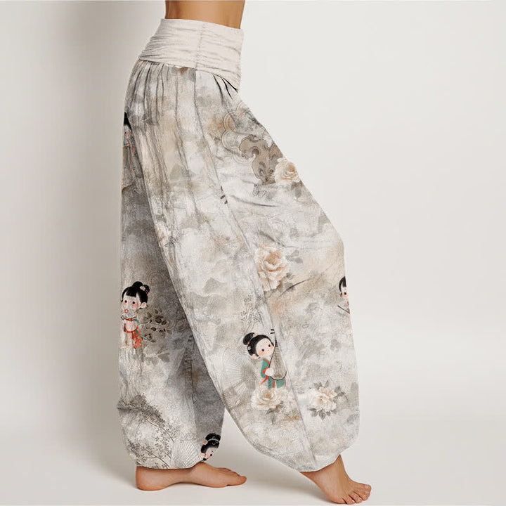 Buddha Stones ピュアコットン ヴィンテージフローラル柄 レディース ゴムウエスト ハーレムパンツ - image 7