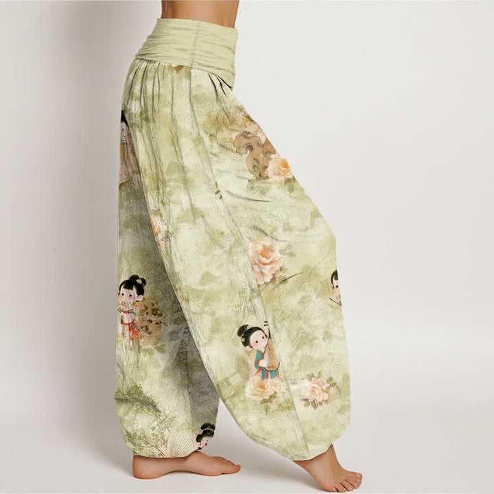 Buddha Stones ピュアコットン ヴィンテージフローラル柄 レディース ゴムウエスト ハーレムパンツ - image 10