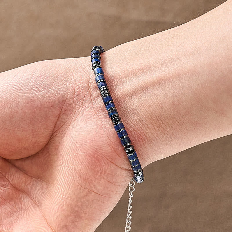 Buddha Stones 天然ラピスラズリ・アメジスト・フロストストーンのお守りビーズブレスレット - image 3