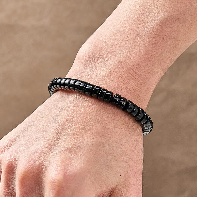 Buddha Stones 天然黒曜石のファセットカットストレートカットビーズ強さブレスレット - image 4