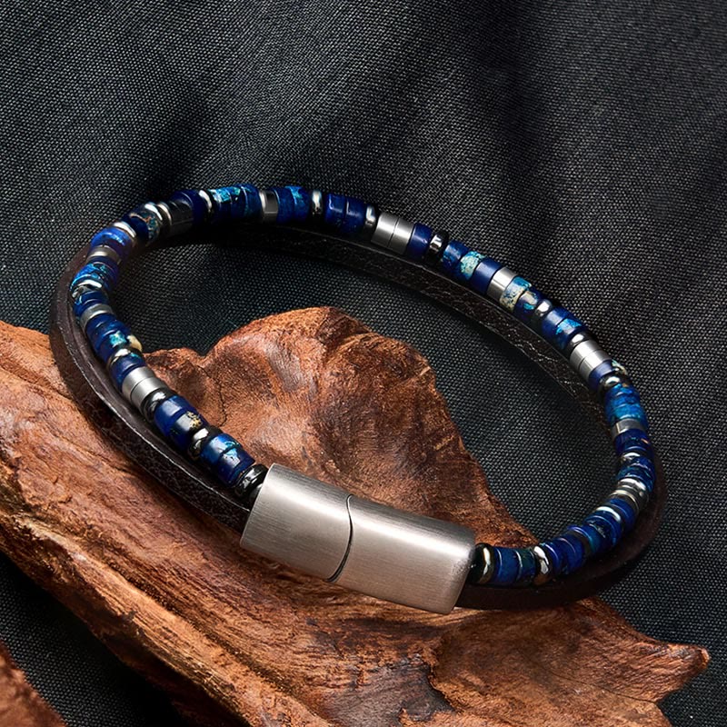 Buddha Stones ラピスラズリ・トゥルース ダブルラップレザーブレスレット - image 4