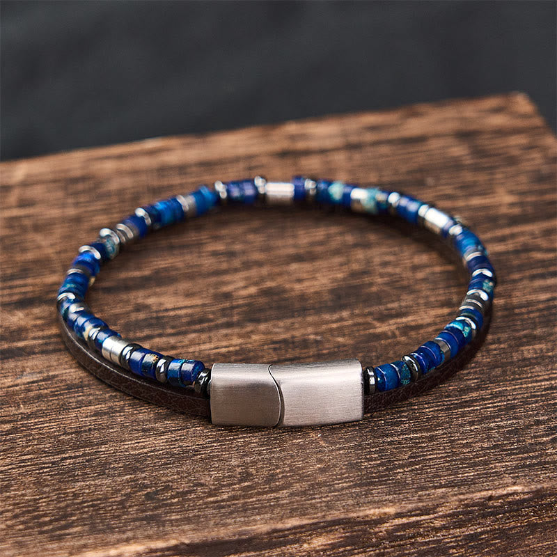 Buddha Stones ラピスラズリ・トゥルース ダブルラップレザーブレスレット - image 3