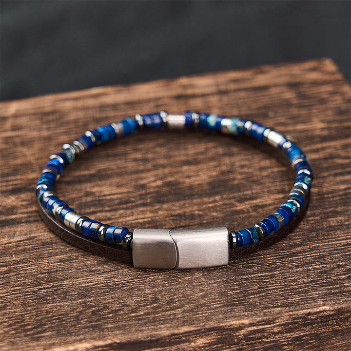 Buddha Stones ラピスラズリ・トゥルース ダブルラップレザーブレスレット - image 3