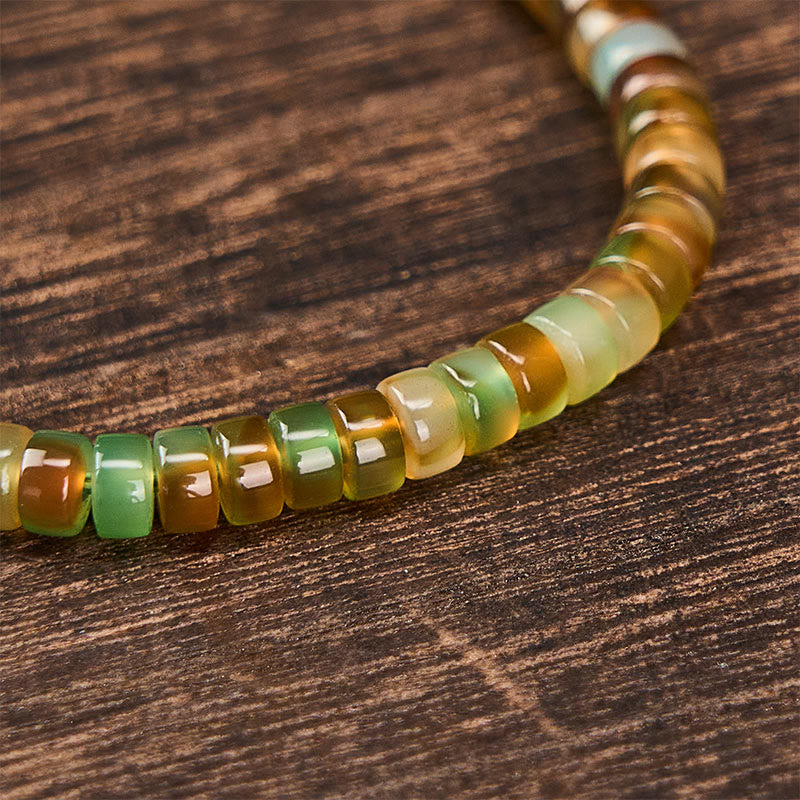 Buddha Stones 天然グリーンアゲートのファセットカットロンデルヒーリングブレスレット - image 4