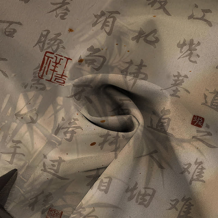 Buddha Stones 黒猫の書道印章柄ボタン付き通気性メンズ半袖シャツ - image 4