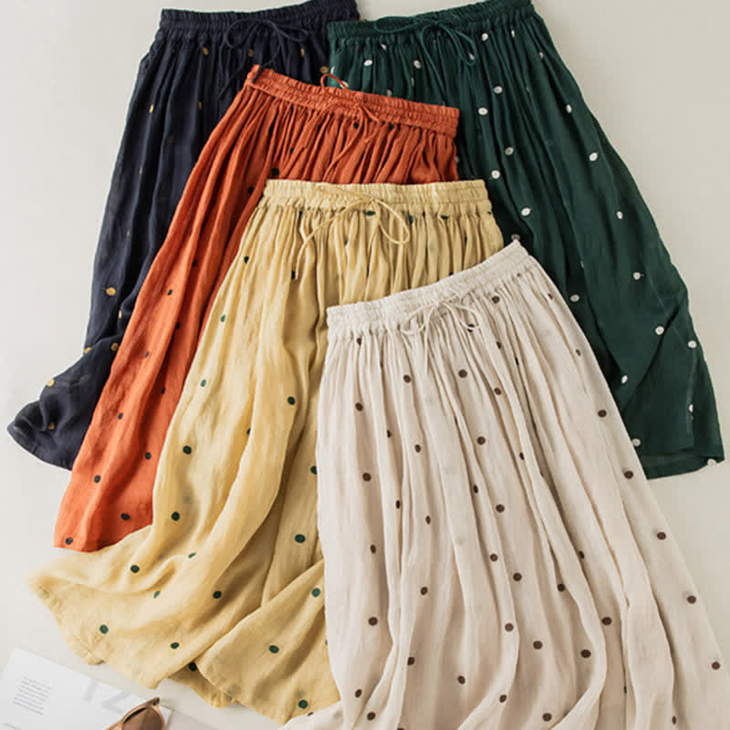 Buddha Stonesのアーティスティックなヴィンテージドット柄レディースプリーツスカート - image 37