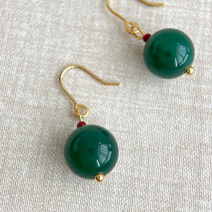 Buddha Stones グリーンアゲートのラウンドサポートドロップピアス - image 3