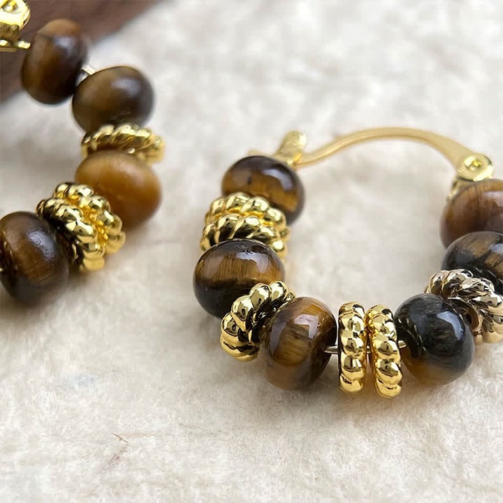 Buddha Stones 天然タイガーアイの勇気を象徴するイヤリング - image 3