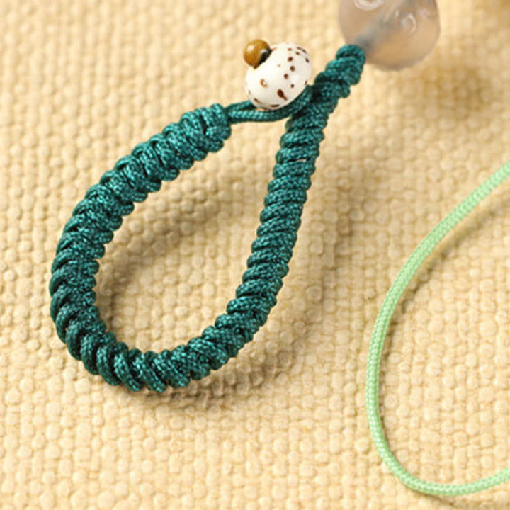 Buddha Stones 緑白檀の猫の手織り癒しキーホルダー - image 14