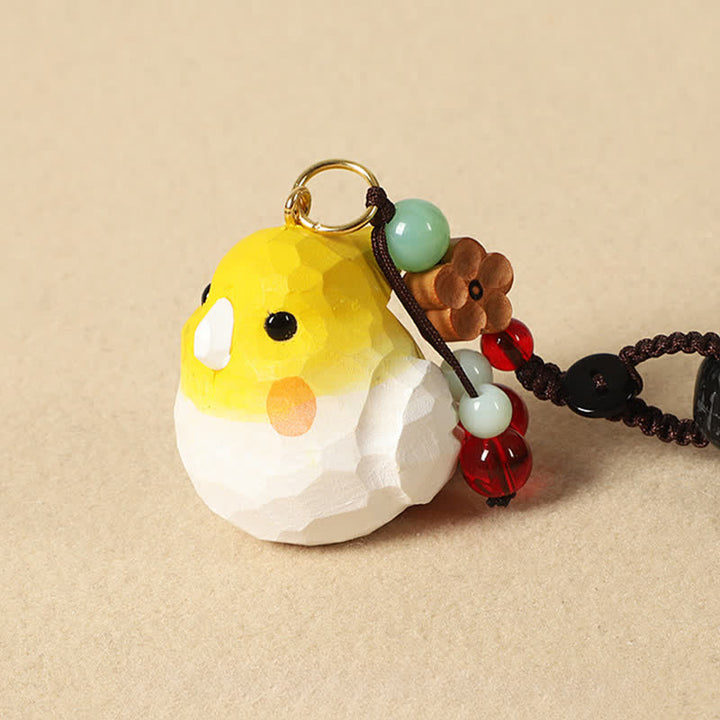 Buddha Stones 手彫りの天然木製オカメインコ「オーム・マニ・パドメ・フム」フォーカスキーホルダー - image 2