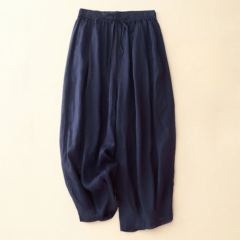 Buddha Stonesカジュアル ルーズ ダブルレイヤー 7-8丈 クロップドパンツ レディース パンツ ポケット付き - ミッドナイトブルー - US14、 UK/AU18、 EU46 (2XL) - image 6