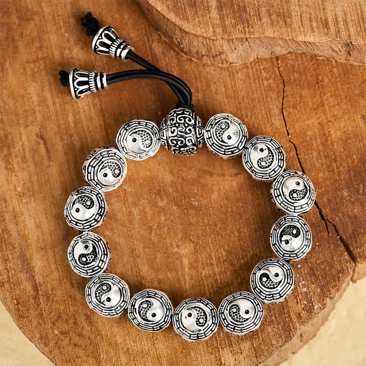 Buddha Stones 銅製八卦陰陽調和ラウンドビーズブレスレット - image 3