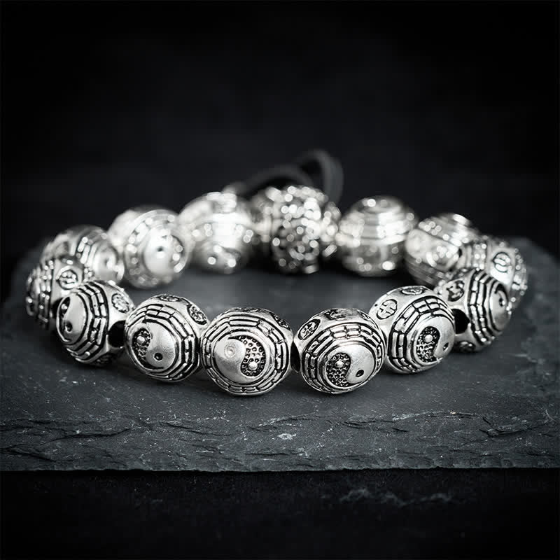 Buddha Stones 銅製八卦陰陽調和ラウンドビーズブレスレット - image 1