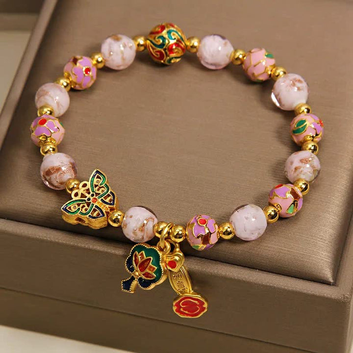 Buddha Stones ピンクの琉璃蝶蓮如意ハンドル変身チャームブレスレット - image 4