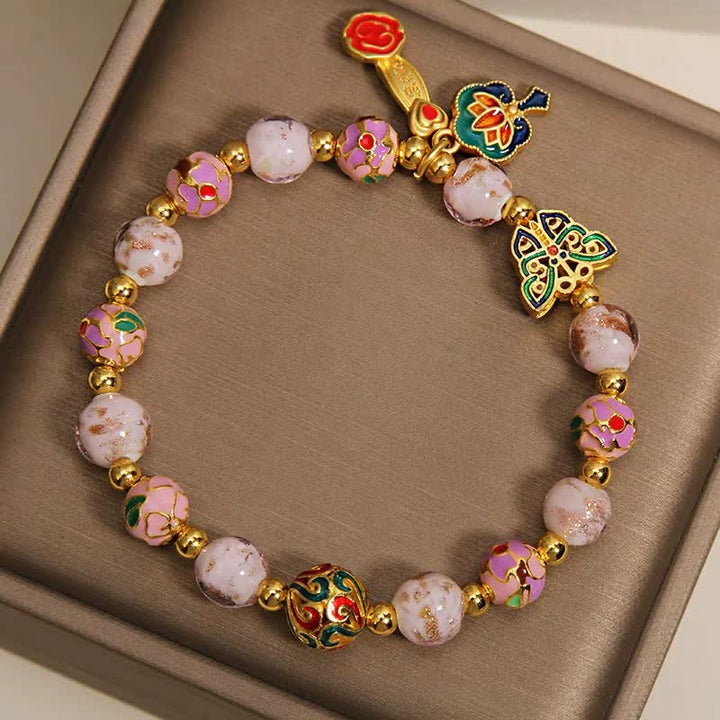 Buddha Stones ピンクの琉璃蝶蓮如意ハンドル変身チャームブレスレット - image 2