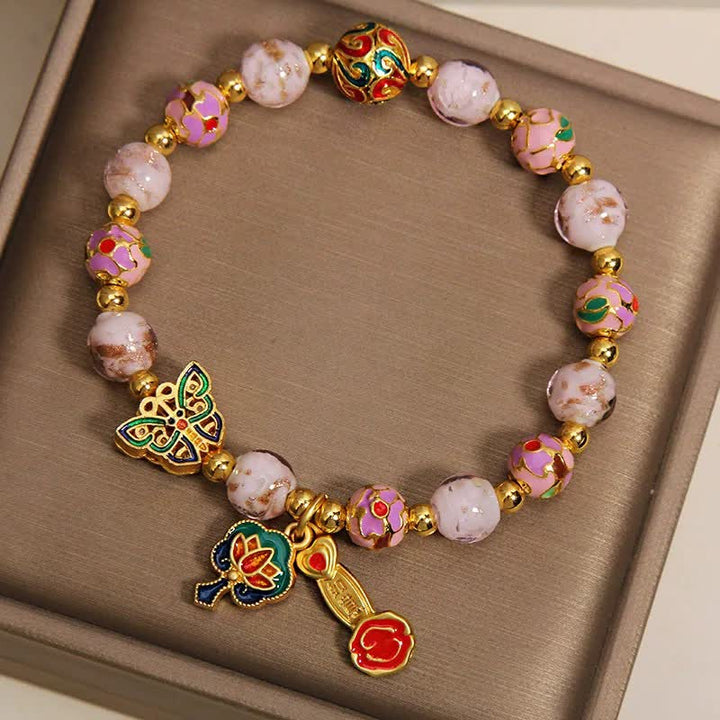 Buddha Stones ピンクの琉璃蝶蓮如意ハンドル変身チャームブレスレット - image 8
