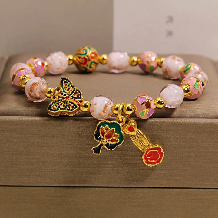 Buddha Stones ピンクの琉璃蝶蓮如意ハンドル変身チャームブレスレット - image 9
