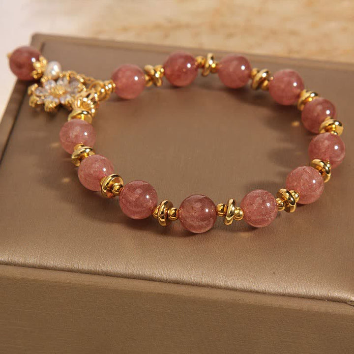 Buddha Stones ストロベリークォーツパールデイジーラブブレスレット - image 7