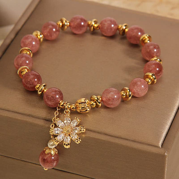 Buddha Stones ストロベリークォーツパールデイジーラブブレスレット - image 3