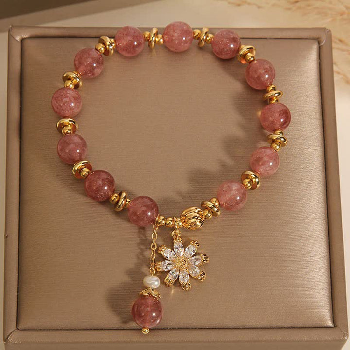 Buddha Stones ストロベリークォーツパールデイジーラブブレスレット - image 2