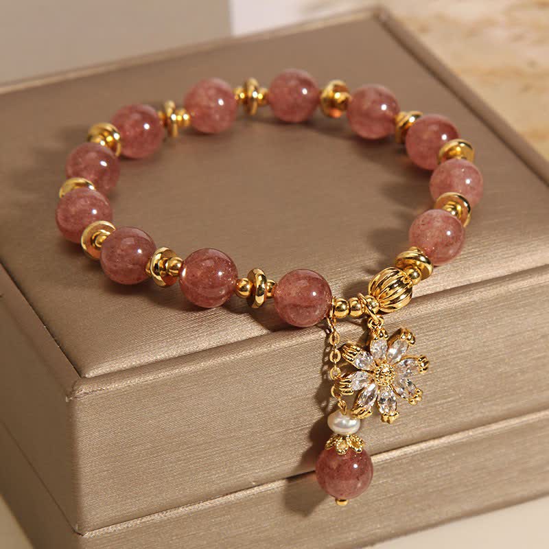 Buddha Stones ストロベリークォーツパールデイジーラブブレスレット - image 8