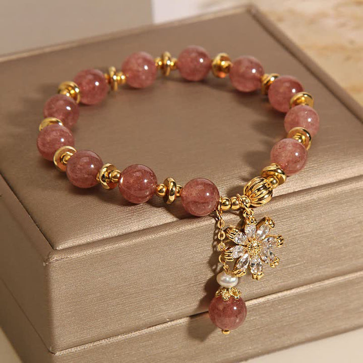 Buddha Stones ストロベリークォーツパールデイジーラブブレスレット - image 8