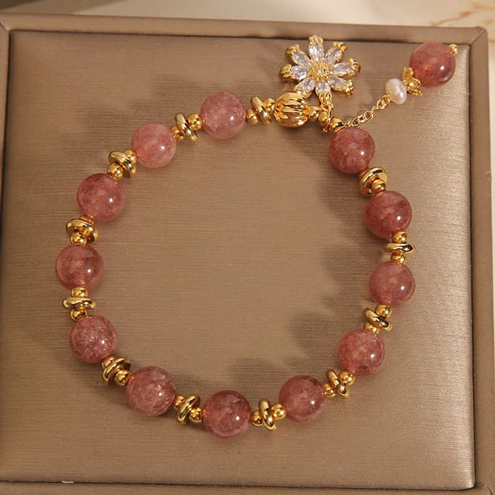 Buddha Stones ストロベリークォーツパールデイジーラブブレスレット - image 4