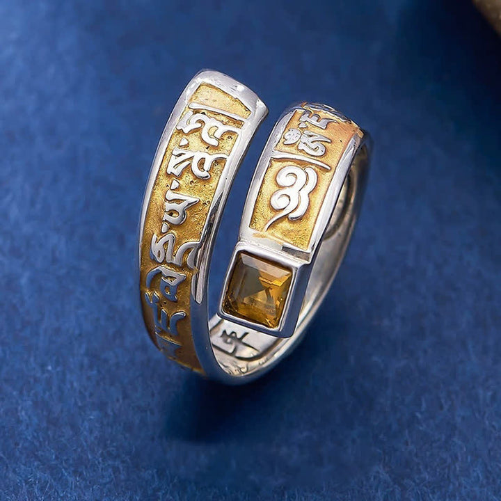 Buddha Stones 銅製オーム・マニ・パドメ・フムグラウンディングの知恵 チベット語 調節可能リング - 銅 - 約17.6mm / USサイズ7（調節可能） - image 0