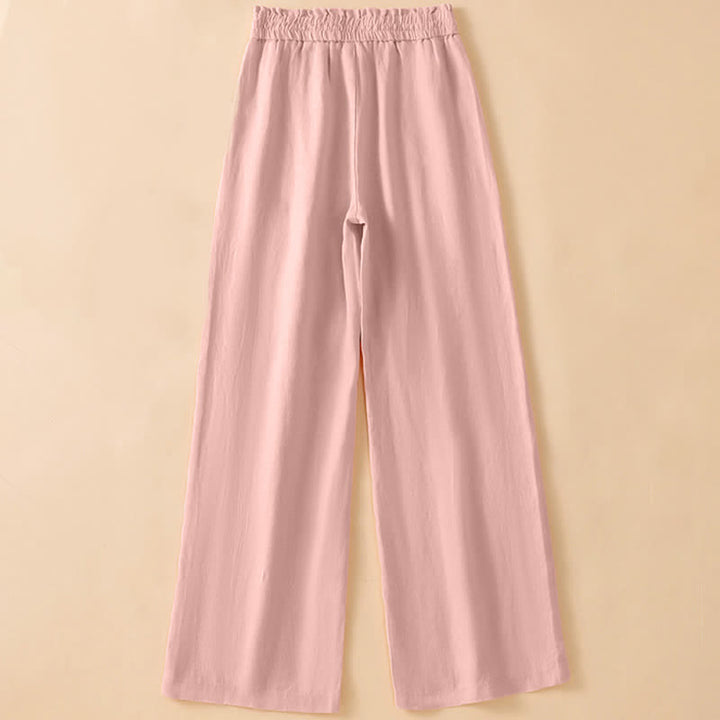 Buddha Stones 夏物カジュアルミニマリストドローストリング無地アンクルパンツレディースストレートレッグパンツポケット付き - image 7