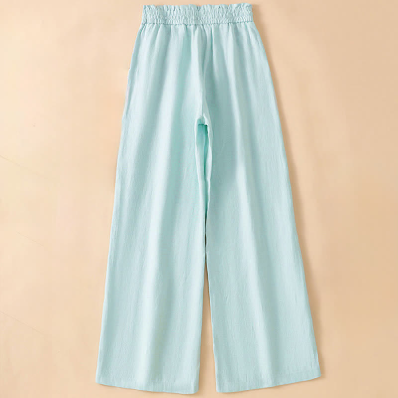 Buddha Stones 夏物カジュアルミニマリストドローストリング無地アンクルパンツレディースストレートレッグパンツポケット付き - image 15