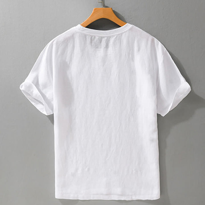 Buddha Stones 夏物カジュアルミニマリスト無地メンズ半袖Tシャツ（パッチポケット付き） - image 12
