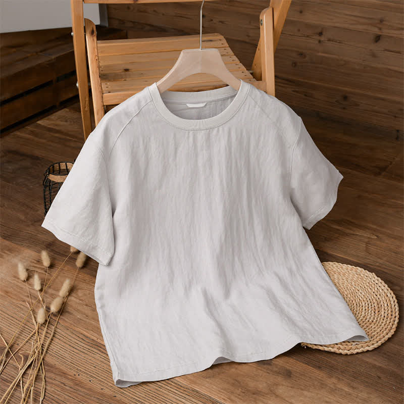 Buddha Stones 夏物カジュアル ヴィンテージウォッシュ加工 無地 メンズ半袖Tシャツ - ホワイトスモーク - US/UK/AU42, EU52 （3XL） - image 6