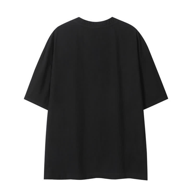 Buddha Stones 夏物カジュアルボヘミアン風ドローストリング無地メンズ半袖Tシャツ - image 13