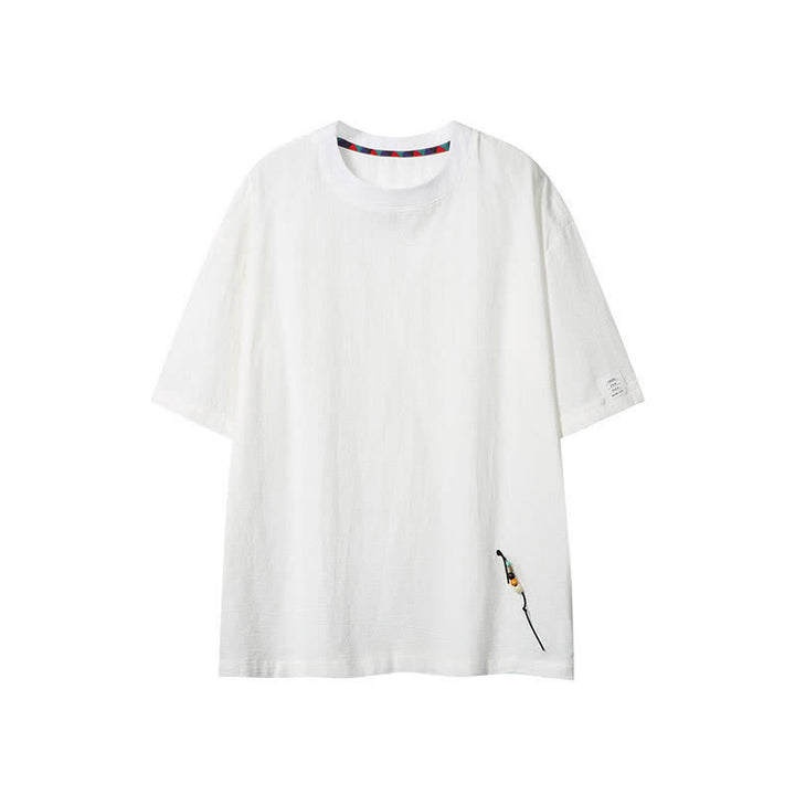 Buddha Stones 夏物カジュアルボヘミアン風ドローストリング無地メンズ半袖Tシャツ - 白 - US/UK/AU46, EU56 （5XL） - image 14