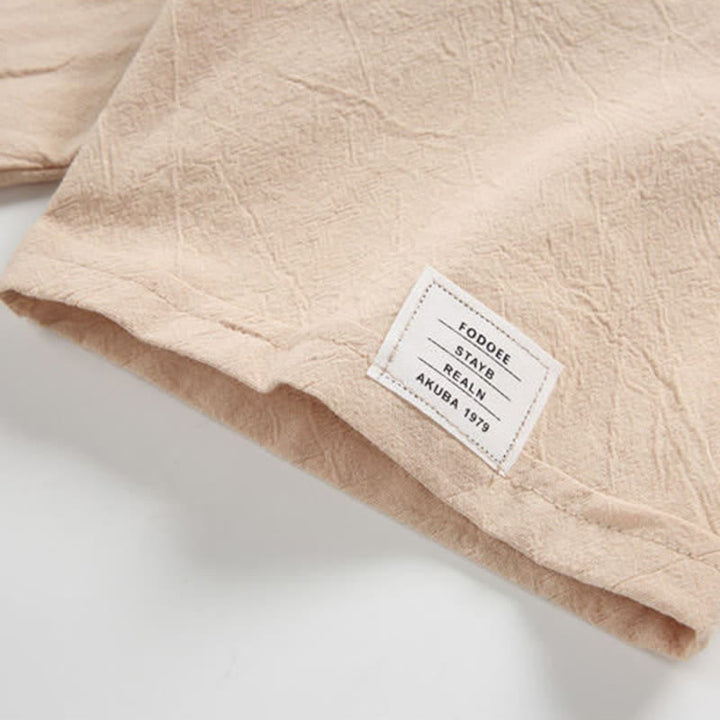 Buddha Stones 夏物カジュアルボヘミアン風ドローストリング無地メンズ半袖Tシャツ - image 8