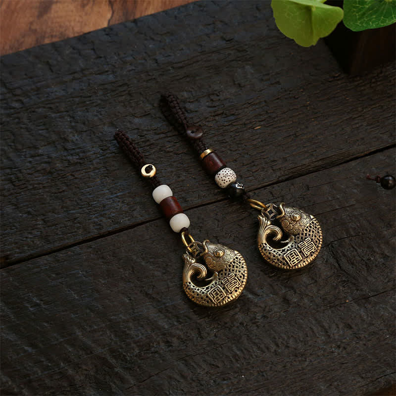 Buddha Stones 真鍮製鯉の成就をモチーフにした編み込みラウンドチャームキーホルダー - image 15