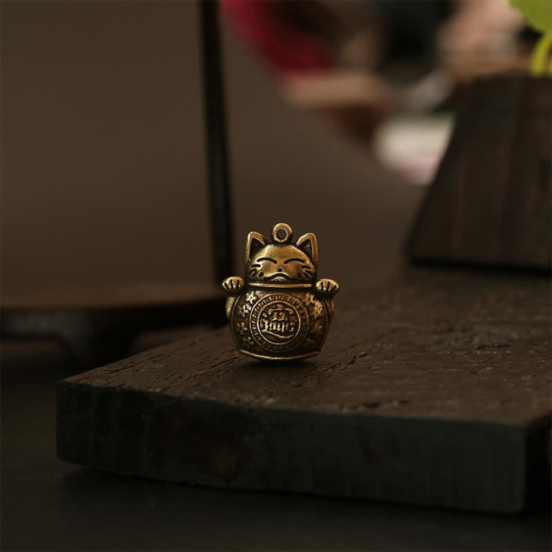 Buddha Stones 真鍮製招き猫中国コイン 富のキーホルダー - image 18