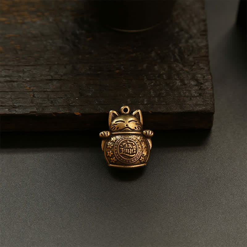 Buddha Stones 真鍮製招き猫中国コイン 富のキーホルダー - image 19